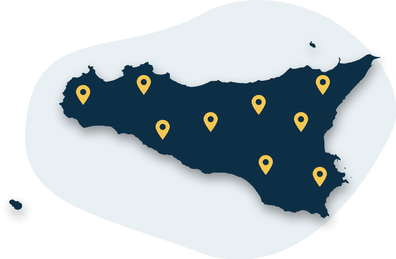 mappa della sicilia con pin posizione aree